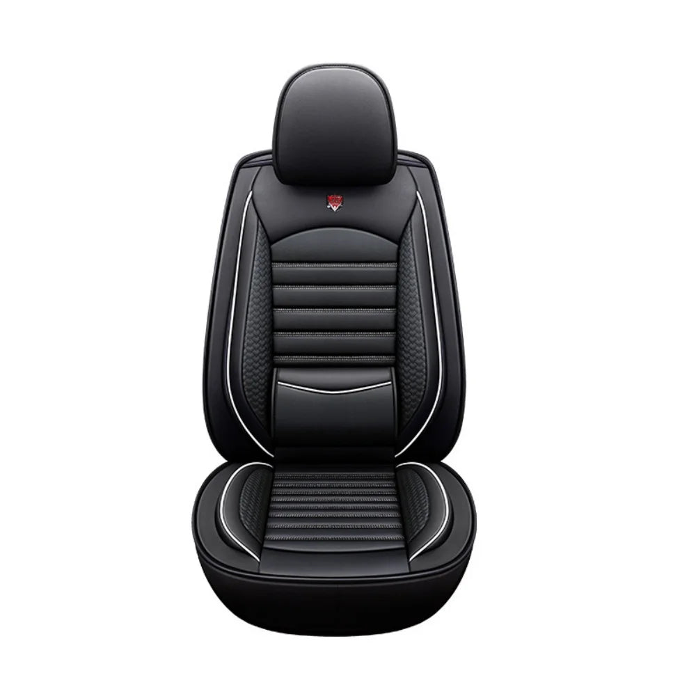 Full Set 5-Seat PU Leather Car Seat Covers – Fixed Lumbar Cushion, Durable & Stain-Resistant Protection