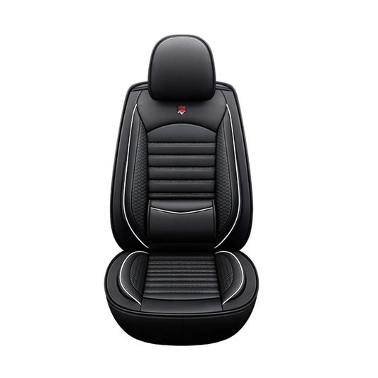 Full Set 5-Seat PU Leather Car Seat Covers – Fixed Lumbar Cushion, Durable & Stain-Resistant Protection