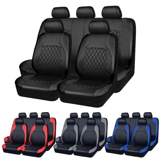 All-Season Quilted PU Leather Car Seat Covers – Full Surround Protector, Waterproof, Universal Fit for Sedan, SUV & Pickup Trucks