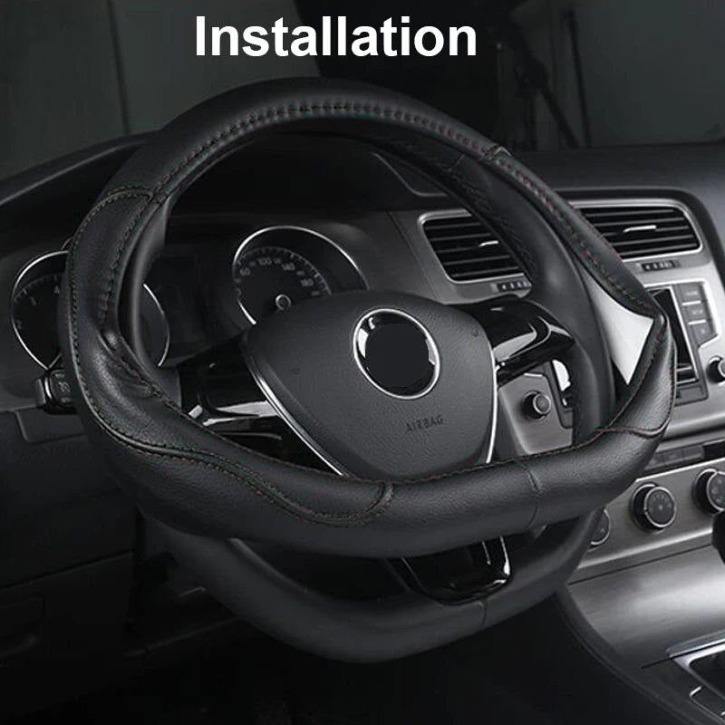 D-Type Leather Steering Wheel Cover for Nissan X-Trail, Qashqai, Rogue, March, Serena, Micra, Kicks, Altima, Teana (2017–2024)