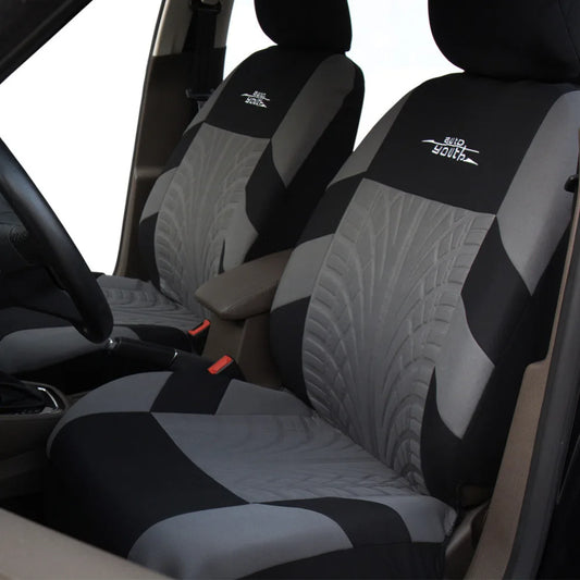 AUTOYOUTH Embroidered Car Seat Covers – Universal Fit with Tire Track Detailing, Seat Protectors for Most Cars