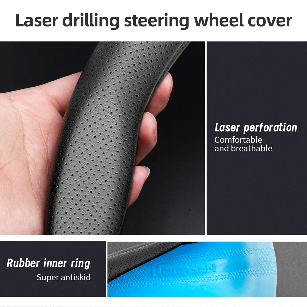 Ultra-Thin Breathable Leather Steering Wheel Cover for Tesla Model 3, Model Y, Model X, Model S (2024) – Comfortable & Stylish Grip
