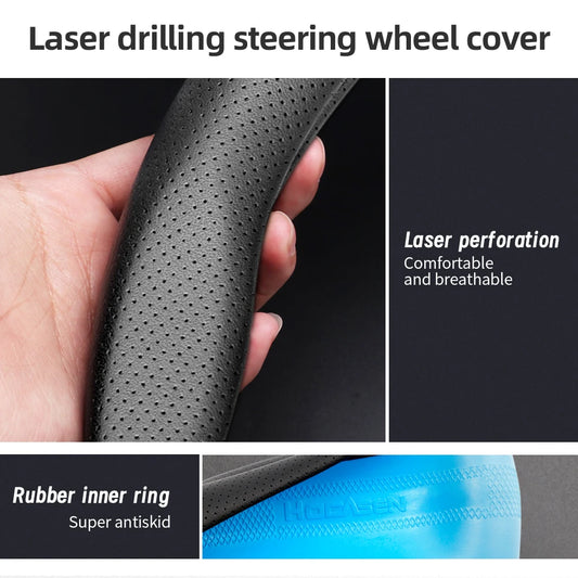 Ultra-Thin Breathable Leather Steering Wheel Cover for Tesla Model 3, Model Y, Model X, Model S (2024) – Comfortable & Stylish Grip