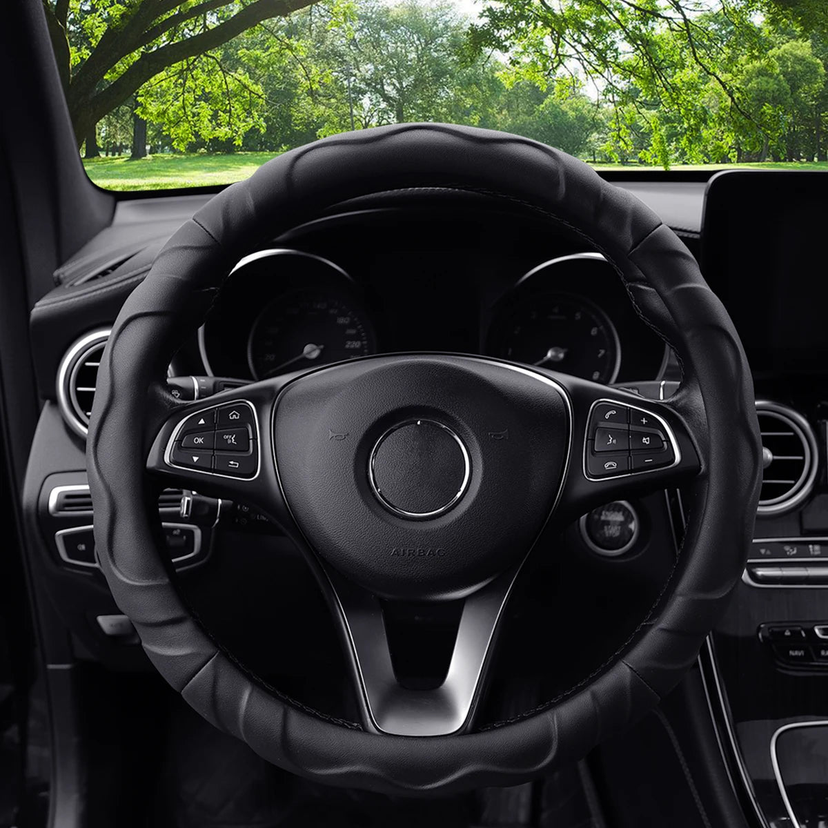 Artificial Lambskin 3D Sport Steering Wheel Cover – Universal Fit 14.5–15 in (37–38 cm)