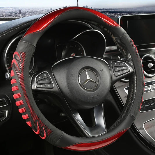 3D Honeycomb Leather Steering Wheel Cover – Anti-Slip Lining, Universal 14.5–15 in