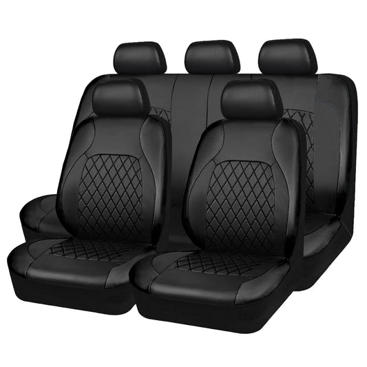 All-Season Quilted PU Leather Car Seat Covers – Full Surround Protector, Waterproof, Universal Fit for Sedan, SUV & Pickup Trucks