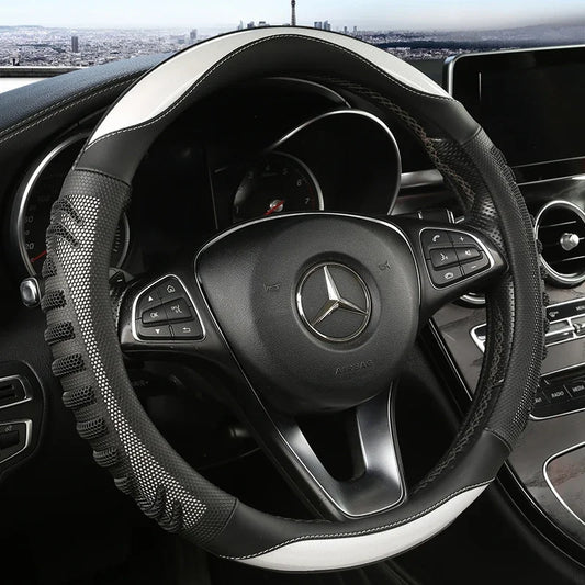 3D Honeycomb Leather Steering Wheel Cover – Anti-Slip Lining, Universal 14.5–15 in