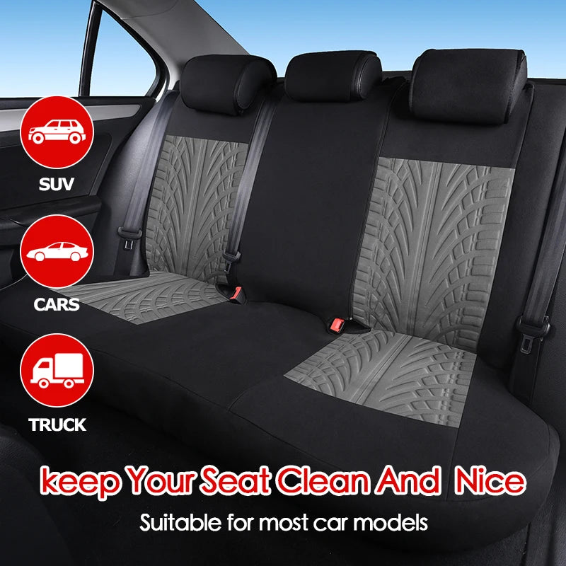 AUTOYOUTH Embroidered Car Seat Covers – Universal Fit with Tire Track Detailing, Seat Protectors for Most Cars
